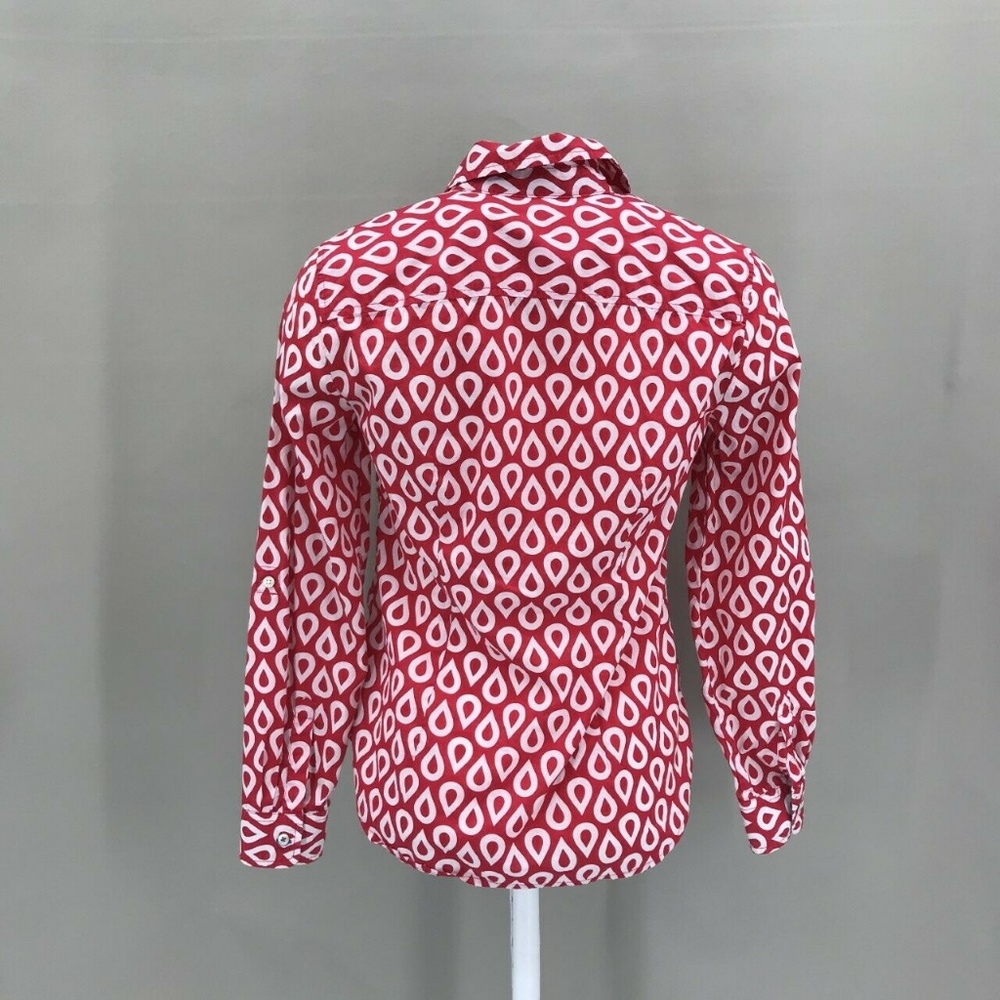 Talbots Geometric Long Sleeve Button Top Size 2 - Picture 5 of 7